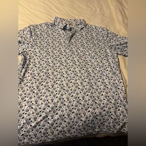Elegant Blue Pattern Polo Shirt